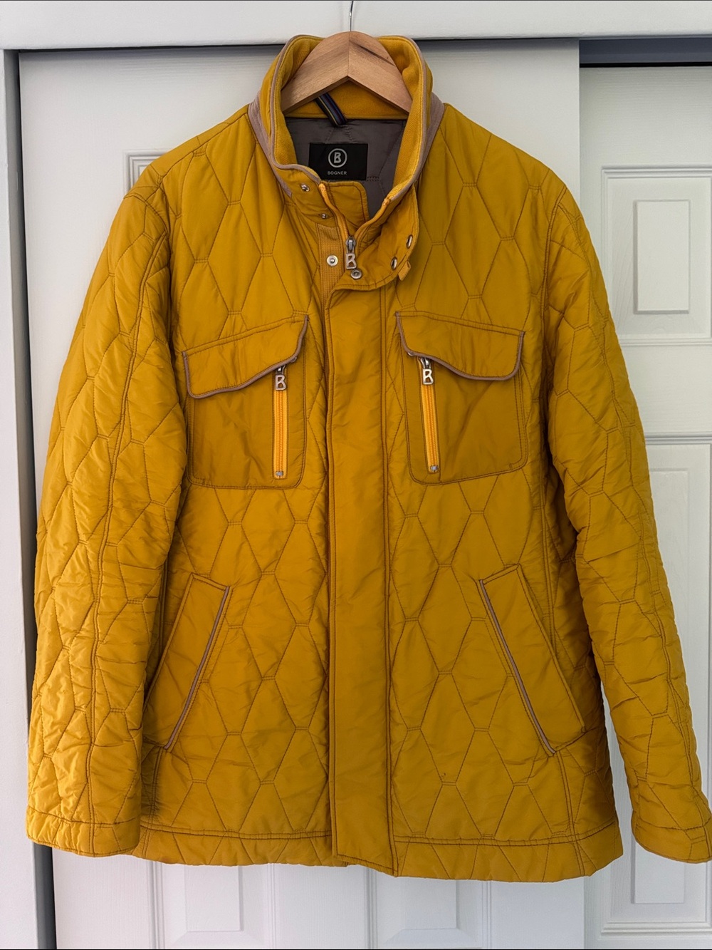 Bogner Men's Quilted Mustard Yellow Puffer Jacket